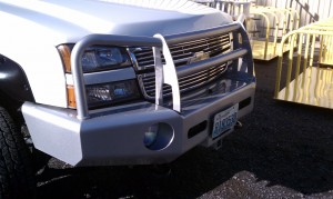 Bumper with Brushguard - Metallic Silver and Clear Coat
